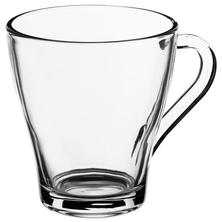 Glass with handle 250 ml smooth transparent for coffee or tea