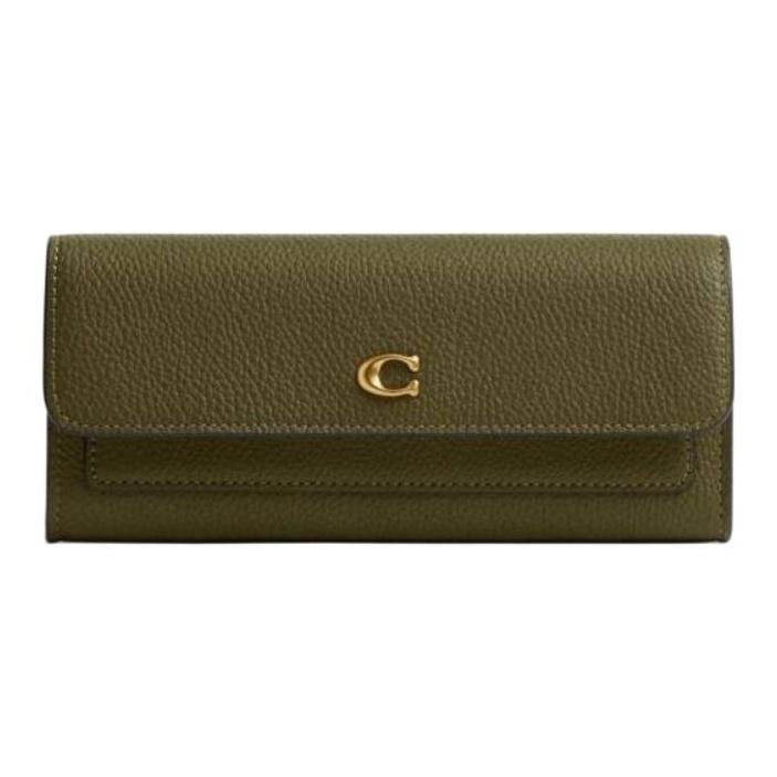 Coach Mira 19 Long Classic Logo Leather Wallet Women wallet Olive-Green CAO17-B4OL Olive Green