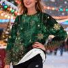 Women's Fashion Casual Long Sleeve Christmas Printed Round Neck Plus Velvet Thickened Sweatshirt
