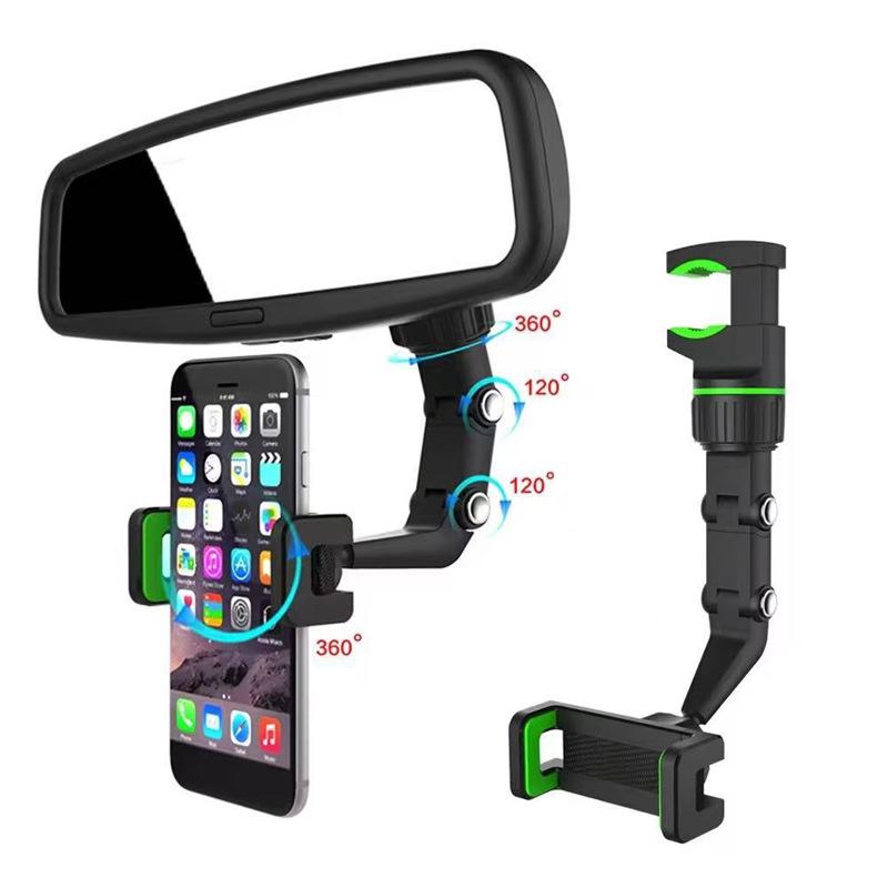 Universal Rotatable Car Phone Holder for Rearview Mirror - Adjustable Mount for Outdoor and Live Streaming Use