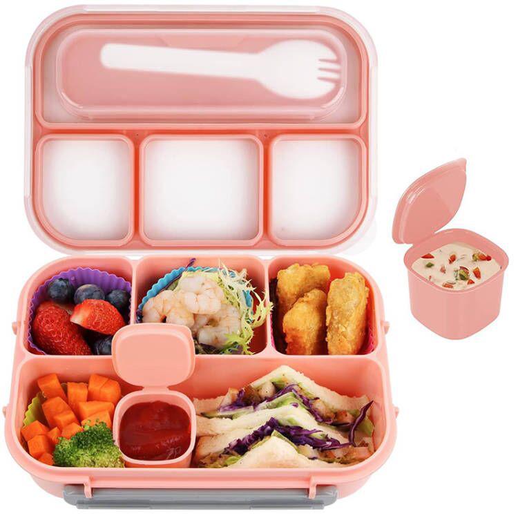 Set da 16 pezzi di portapranzo bento in plastica per studenti con scomparti adatti al microonde e stuzzicadenti per frutta