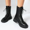 Fashion 2025 Autumn Winter New Boats Women Female High Heel Lace Up Ankle Boots Platform Artificial Leather Ladies Shoes Zapatos Mujer