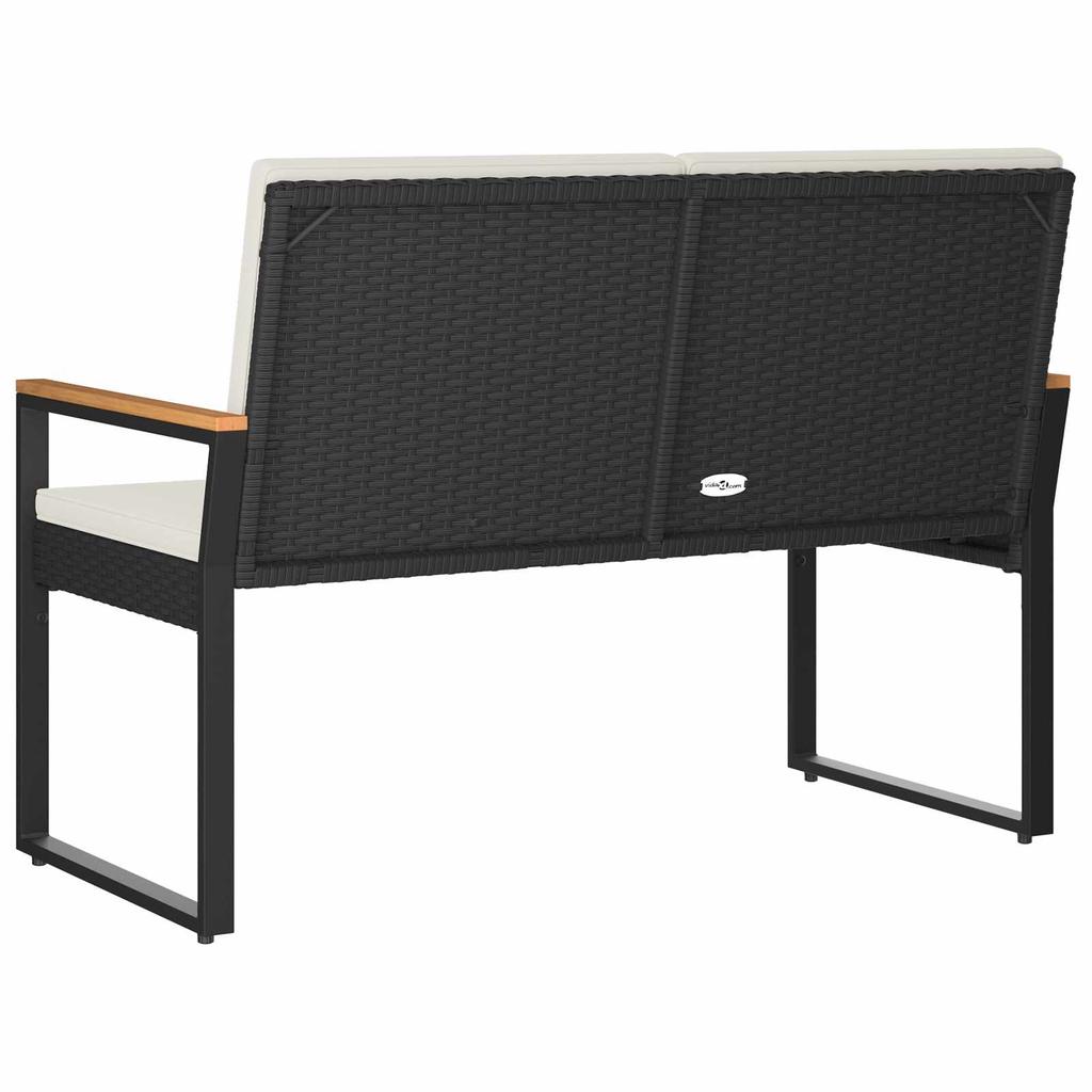 Outdoor Bench in Black and Cream White 107 x 61 x 80 cm Poly Rattan