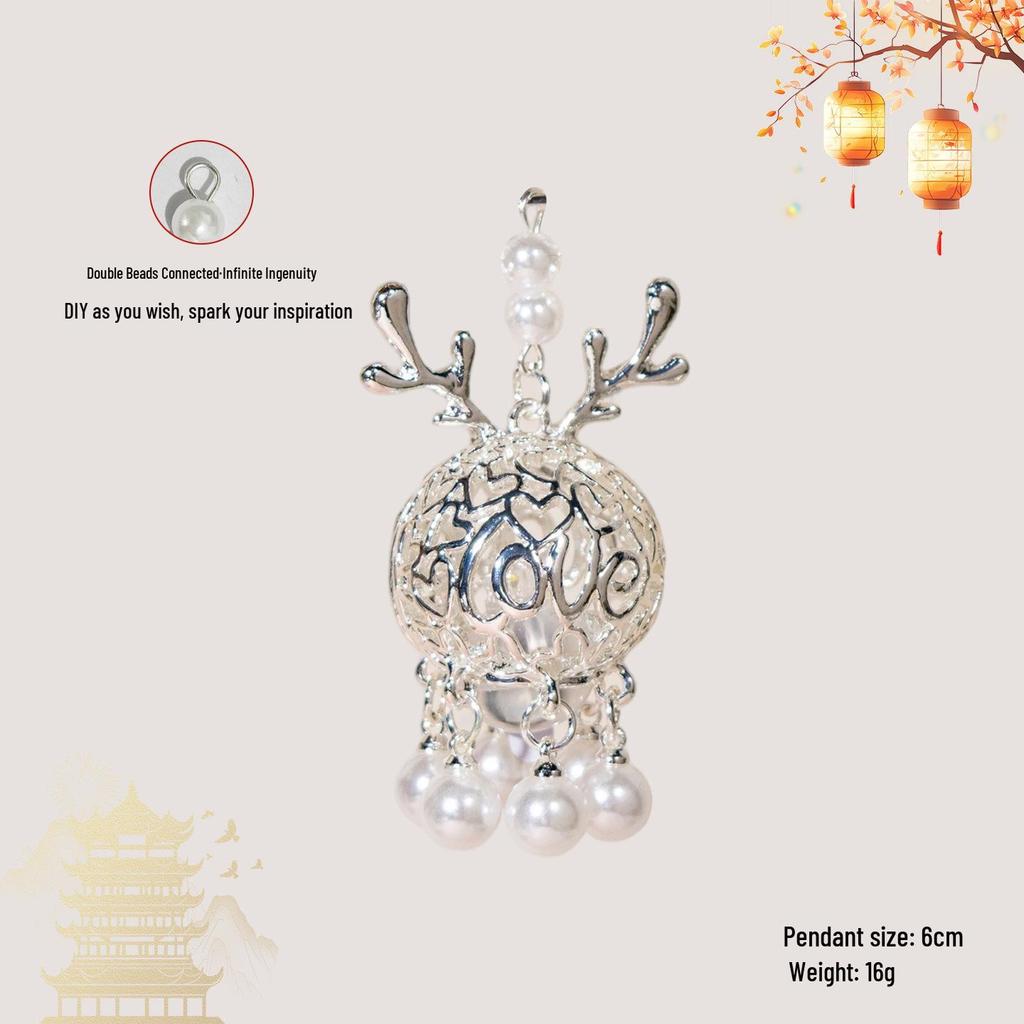Luminous DIY Palace Lantern Fan Pendant Magnet Keychain Ornament - Ancient Style Accessory