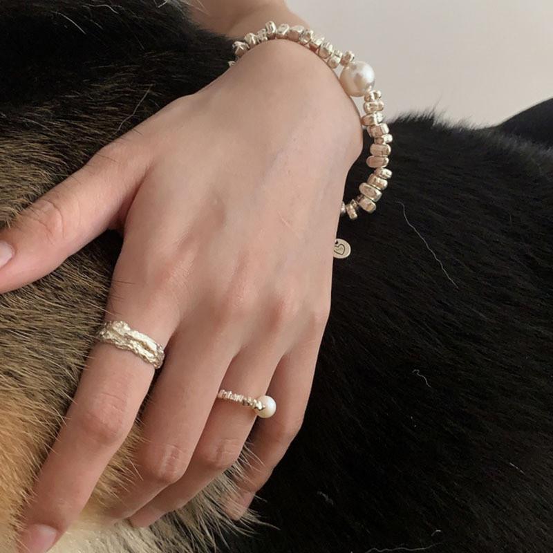 Inspired Fashionable Ins Pearl And Raw Stone Beaded Ring For Trendy Womens Accessory