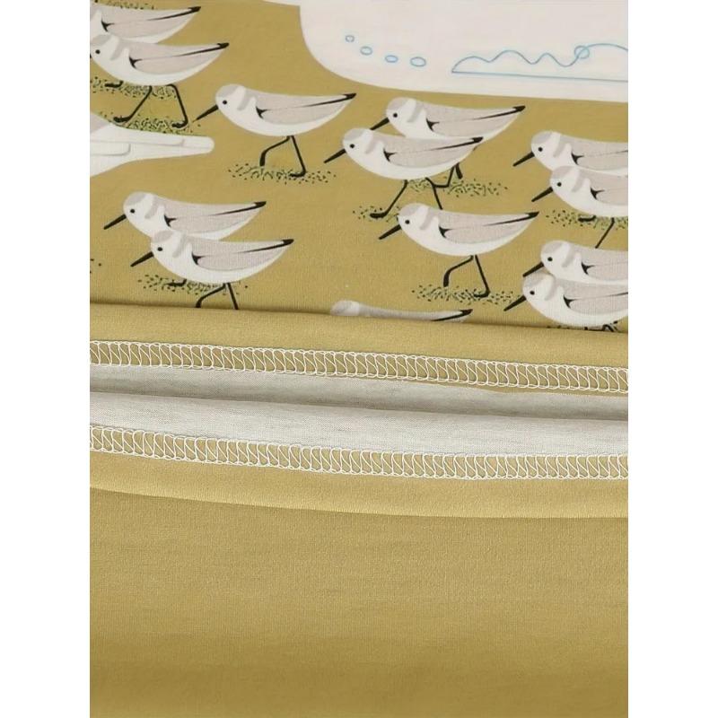 Summer Round Neck 3D Bird Graphic Print Top Fashionable Casual Short Sleeved Women's T-shirts