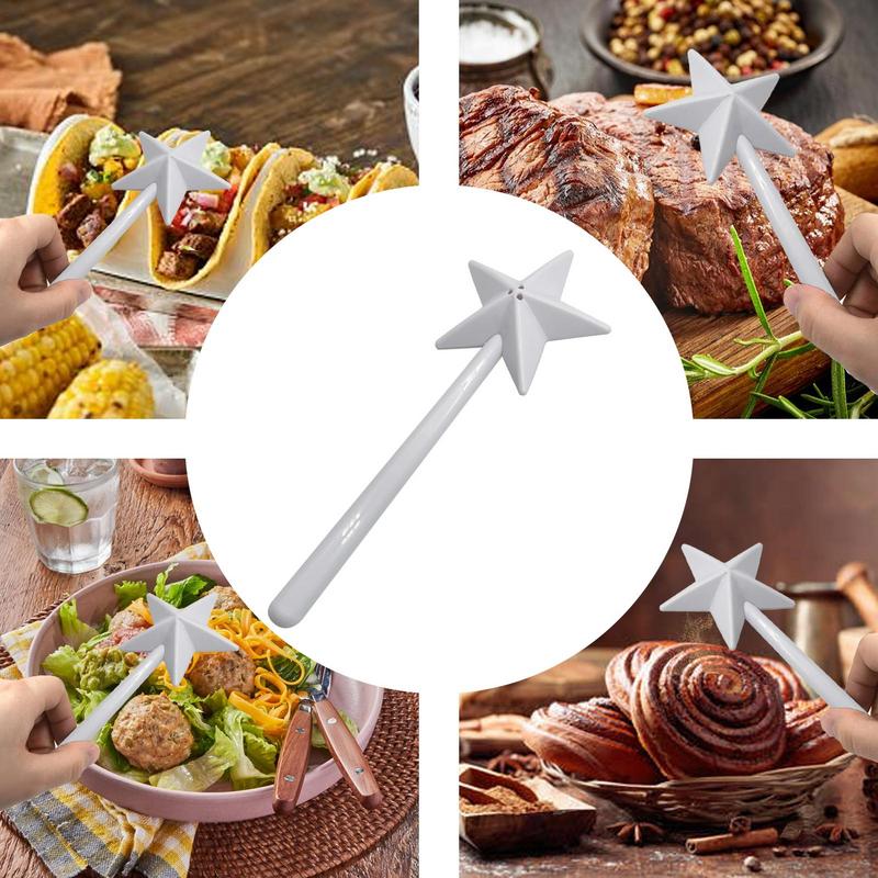 Creative Plastics Salt Shakers Star Long Hand Condiment Jar Utensils Pepper Shaker Wand Refillable Star Wand BBQ Supplies