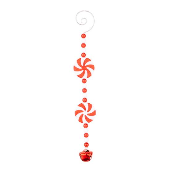 Yousheng Christmas Tree Pendant Red White Candy Cane Design Hanging Pendant with Bells Candy Bars Beads Christmas Party Decoration