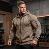 Men's Zip-Up Hoodie Jacket with Multiple Pockets for Outdoor Sports Training