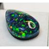 Cabochon Ethiopian Black Opal 10-11 Ct Pear Cut Certified Stunning Gemstone
