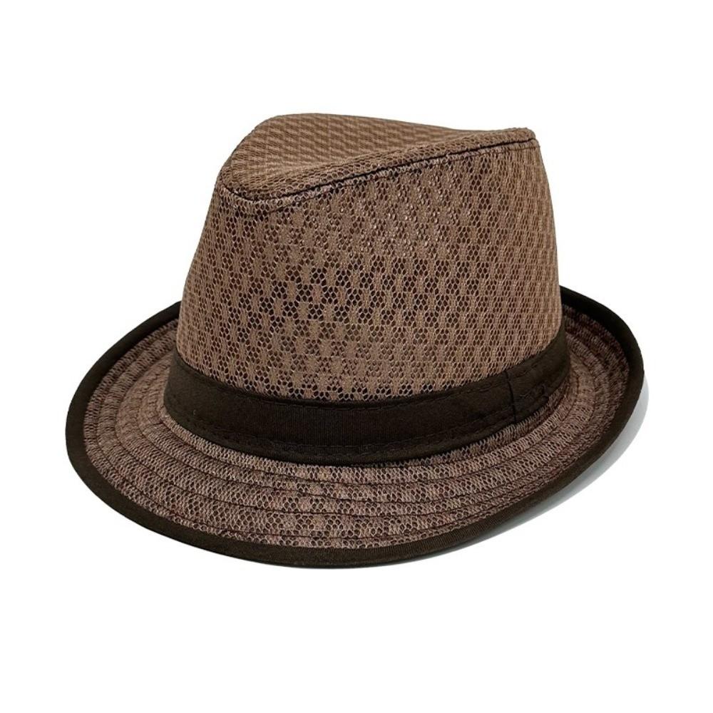 Mesh Western Cowboy Hat Breathable Jazz Fedora Hats New Roll Brim Cowgirl Cap  Outdoor Riding