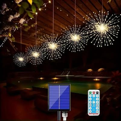 Hanging Solar Fireworks Light 360/480 LED Starburst Light Outdoor Waterproof 8 Mode Fairy Lights Eaves Garden Tree Christmas Decoration Lights