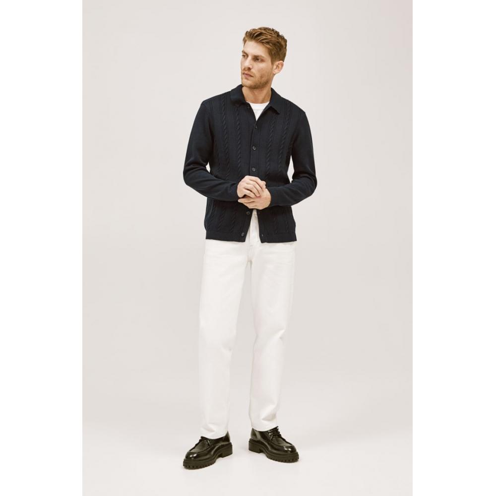 

Кардиган с воротником стандартного кроя HM Темно-синий