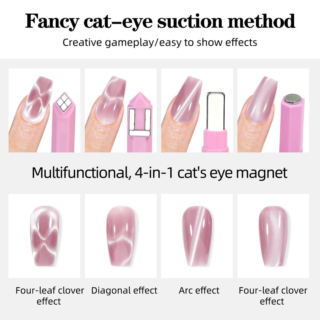 4 in 1 Strong Magnetic Multi-functional Nail Magnet Tool Pens for Cat Eye Effect 3D Four-leaf Clover Pattern for Salon DIY Manic