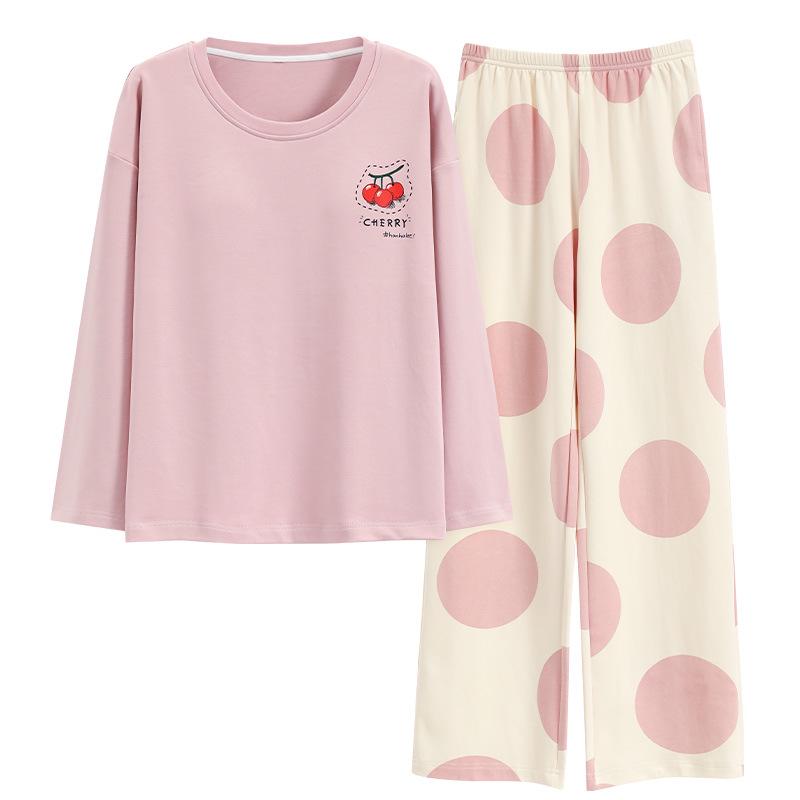 Damen Langarm Baumwoll-Pyjama-Set für Herbst/Winter