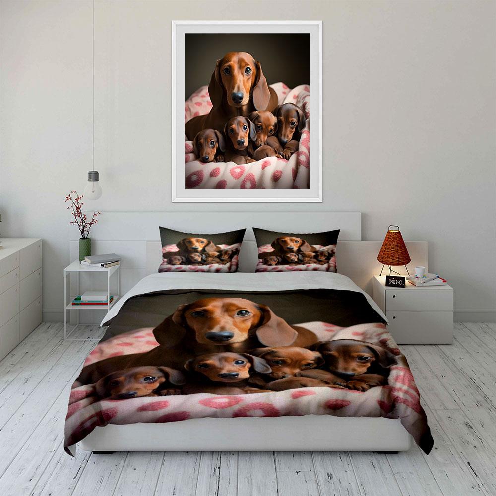 Cozy Puppy Set for Relaxation Moments Exquisite three-piece bedding set gift for kids and adults