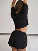 2026 Summer Women's Casual Two-Piece Set: Solid Color, Short-Sleeve Top & Elastic Waist Shorts