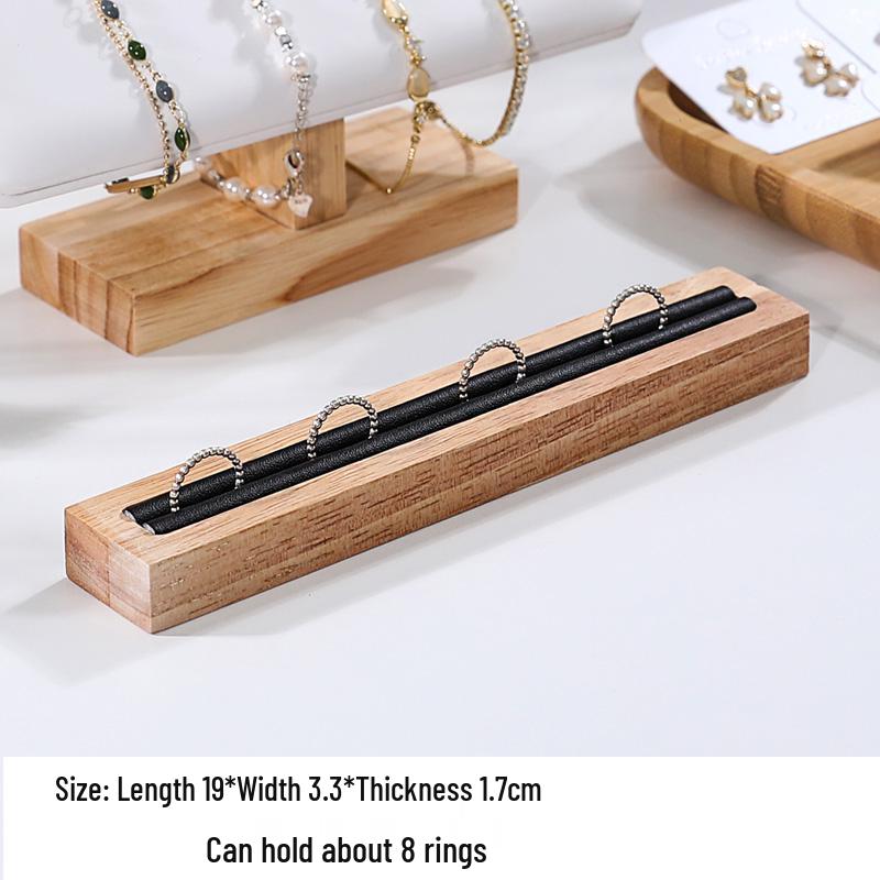Solid Wood Minimalist Ring Display Tray with 20 Slots