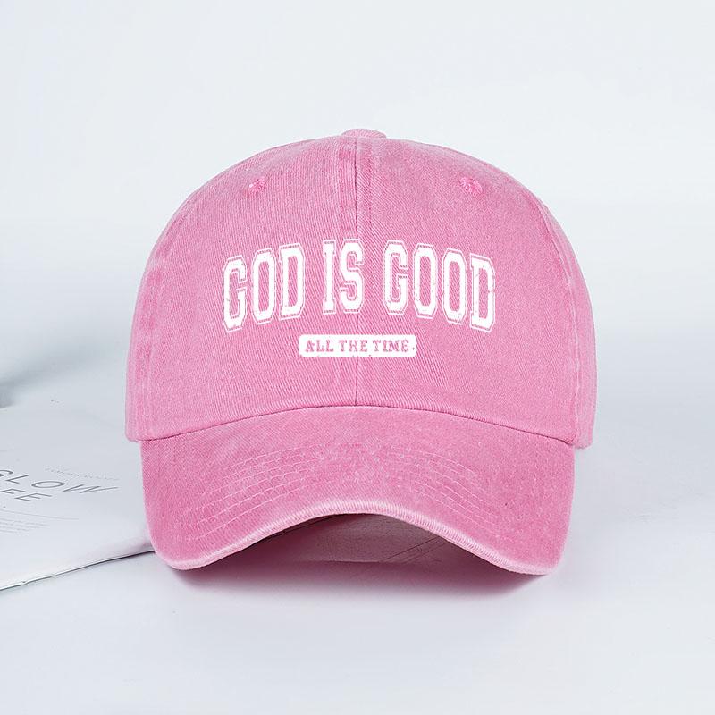 

MLFO God is Good Washed Baseball Cap Spring/Summer Baseball Cap Unisex Fishing Hat, Sun Hat Holiday Gift Adjustable рожевий