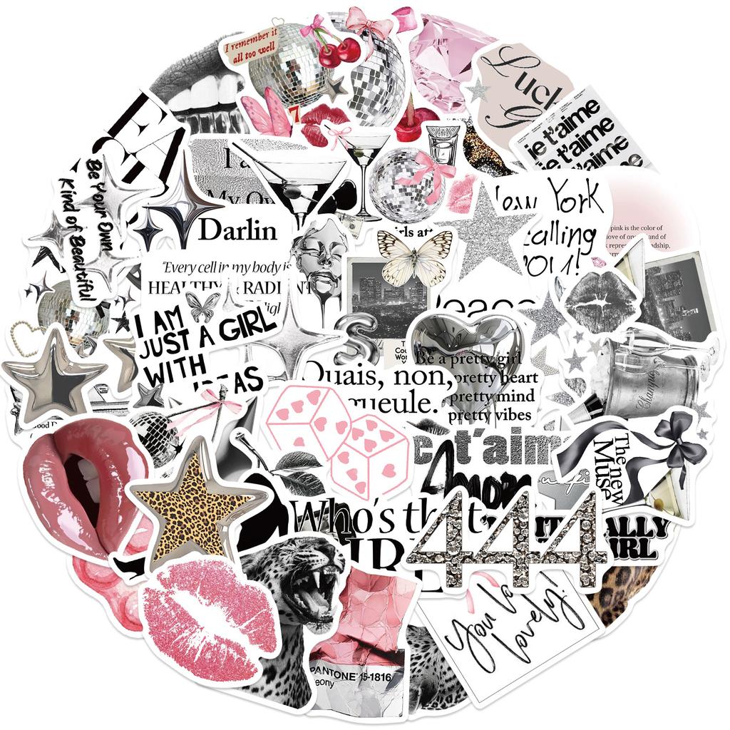 50pcs/set Lucky Stickers Vintage Aesthetics Romance Funny Doodle Cartoon Art Cool Deacl Pack Decoration Suitcase DIY Party Gift