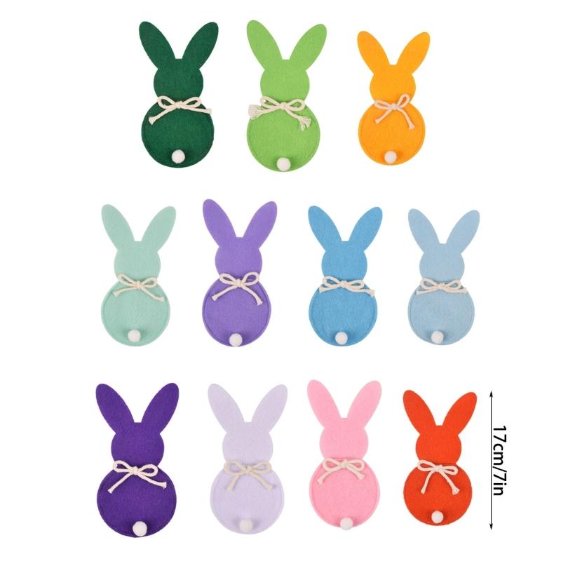 Cutlery Case Lovely Rabbit Cutlery Holder Cutlery Bag for Easter Christmas New Year Decor Non Woven Cloth Resuable 6PCS