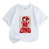 Kids Boys Girls 100% Cotton Crew Neck Short Sleeve T-Shirt, Cool Super Hero Amazing Letter Print Casual Soft Tees for Daily Wear Summer Holiday Activi