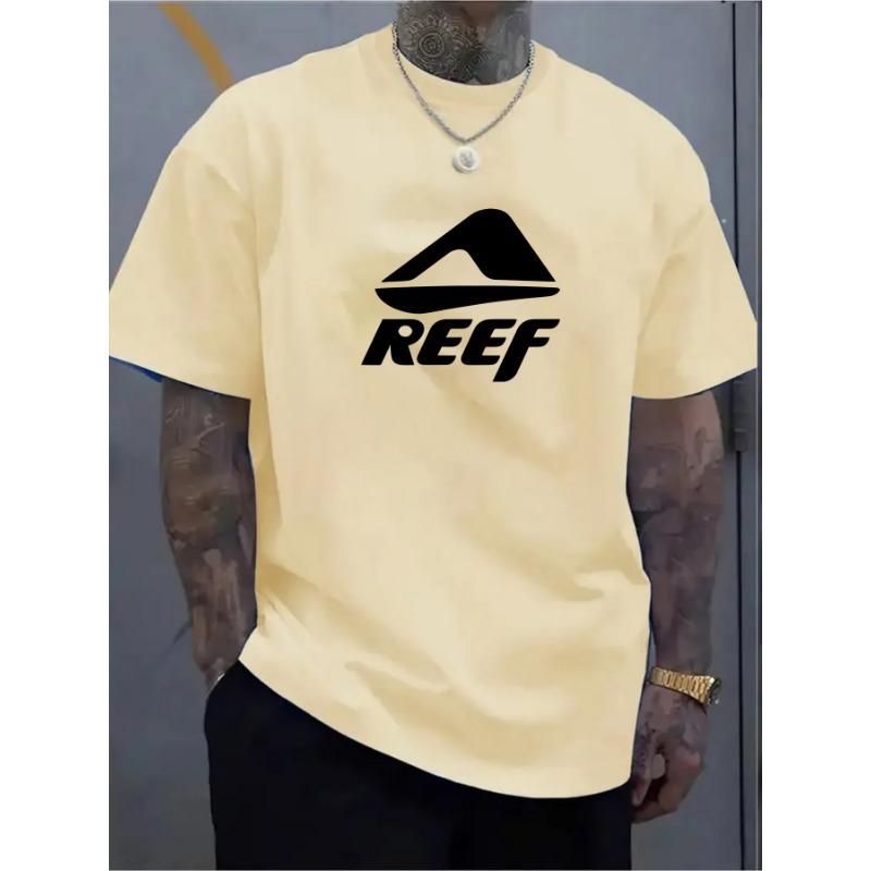 100 Cotton Men's Loose T-shirt Breathable Fashion Letter Pattern Printed Short Sleeve Round Neck Top