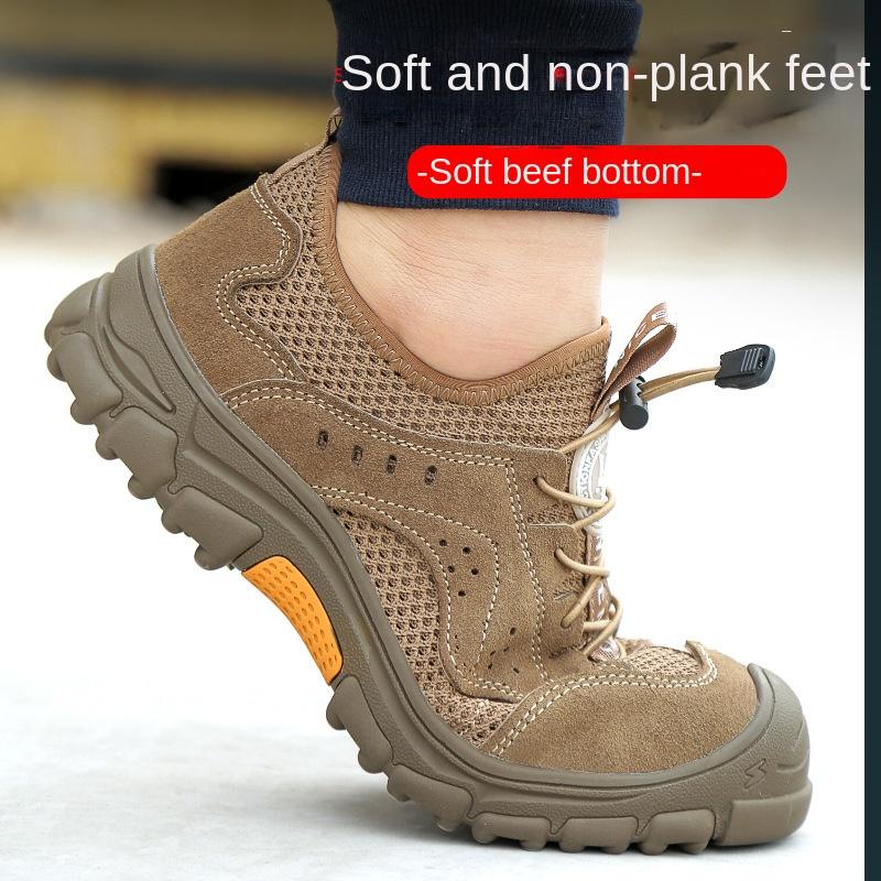 Labor Insurance Shoes, Mesh Lightweight, Smash-proof and Puncture-proof Work Shoes, Non-slip Protective Men's Safety Shoes