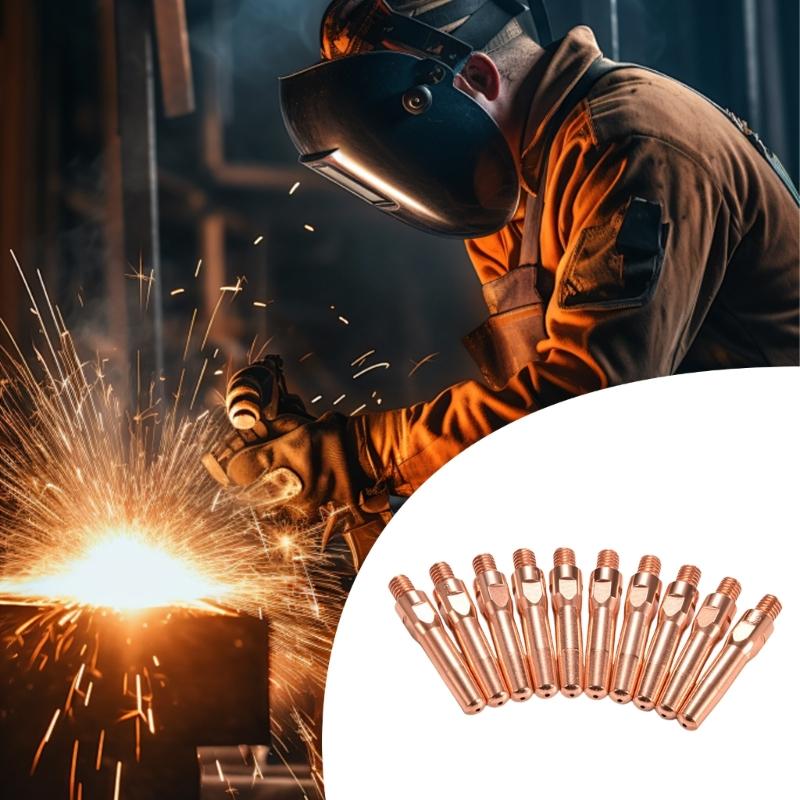 10 Pezzi Consumabili Punta Torcia Saldante 0.8/1.0/1.2/1.4/1.6mm Pistole Torcia Punta di Contatto Accessori Attrezzatura per Saldatura a Gas