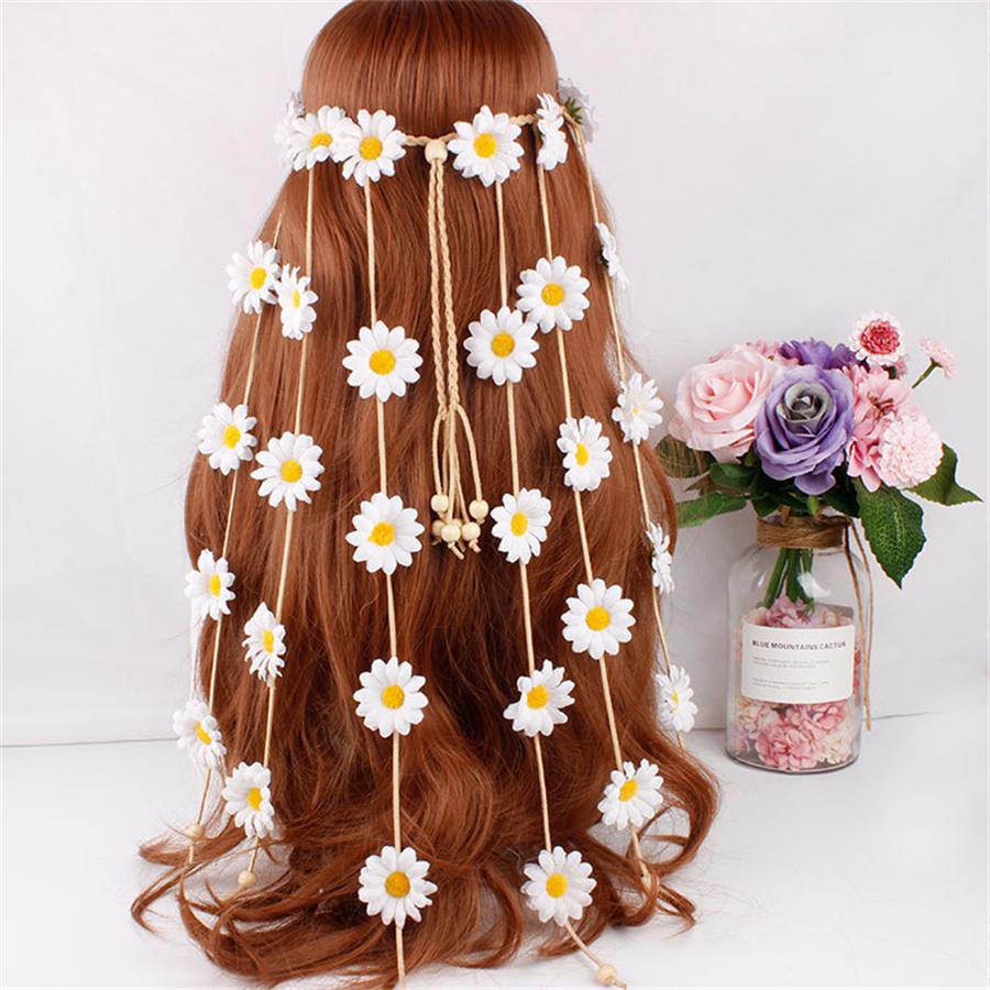 New Fashion Flower daisy Headband Floral Crown Summer Sunflower Hair Accessories For Women Bohemian adjustable headband gift