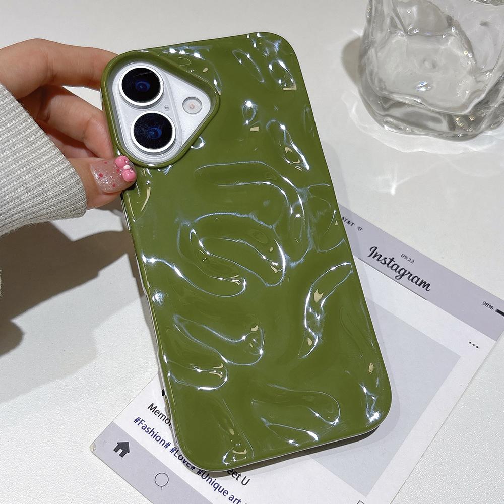 Candy Color Water Ripple Wrinkle Matte Case for iPhone 16 15 14 13 12 11 Pro Max Plus Candy Solid Color Wave Soft Silicone Cover