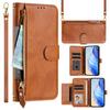 Compact Solid Color Zipper Phone Case with Card Slot & Anti-fall Protection