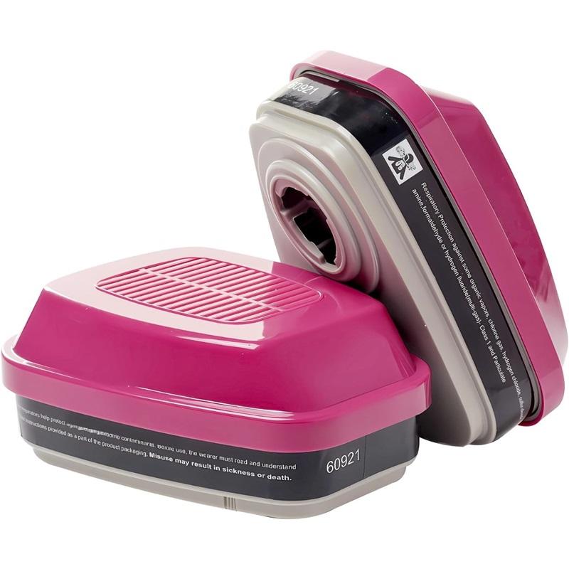 1 Pair 60921 Filter Cartridges for Respirator Mask, Gas Mask Filter Compatible with 6200,6800,7502, 7503 Masks(Pink)
