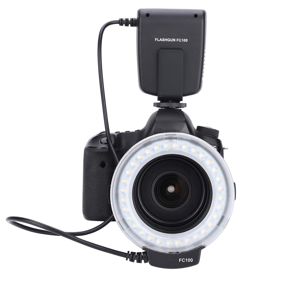 FC 100 Ring Flash, Close-up Strobe, LED Macro Ring Light, Macro Ring Flash, LED Macro Ring Flash Light, 7 Bright Lights, Plastic, 5000k, for Canon