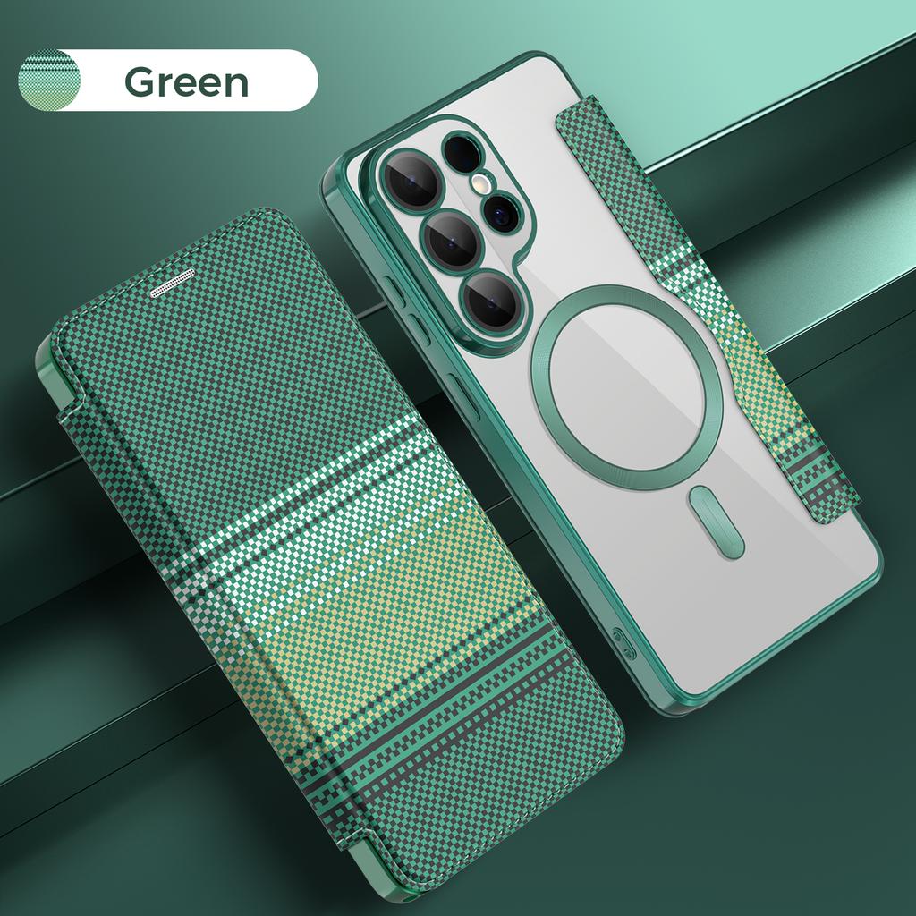Leather Flip Magnetic Case for Samsung Galaxy S26 Ultra S25 Fe S24 Plus S23 S22 Wallet Wireless Charging Card Slots Phone Cover