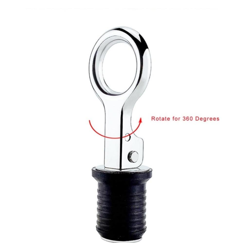 Snap-Handle Drain Plug – 316 Stainless Steel & Brass, Fits 3/4" 1" 1-1/4" Holes, Cam-Lock Marine Boat Drain Plug