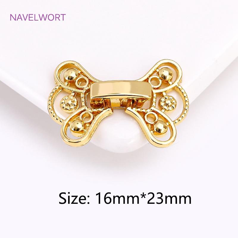 

16*23mm Brass End Connector For Bracelet Necklace Making,18K Gold Plated Flower Texture Clasp Hook Fastener DIY Jewelry Material 3 pieces