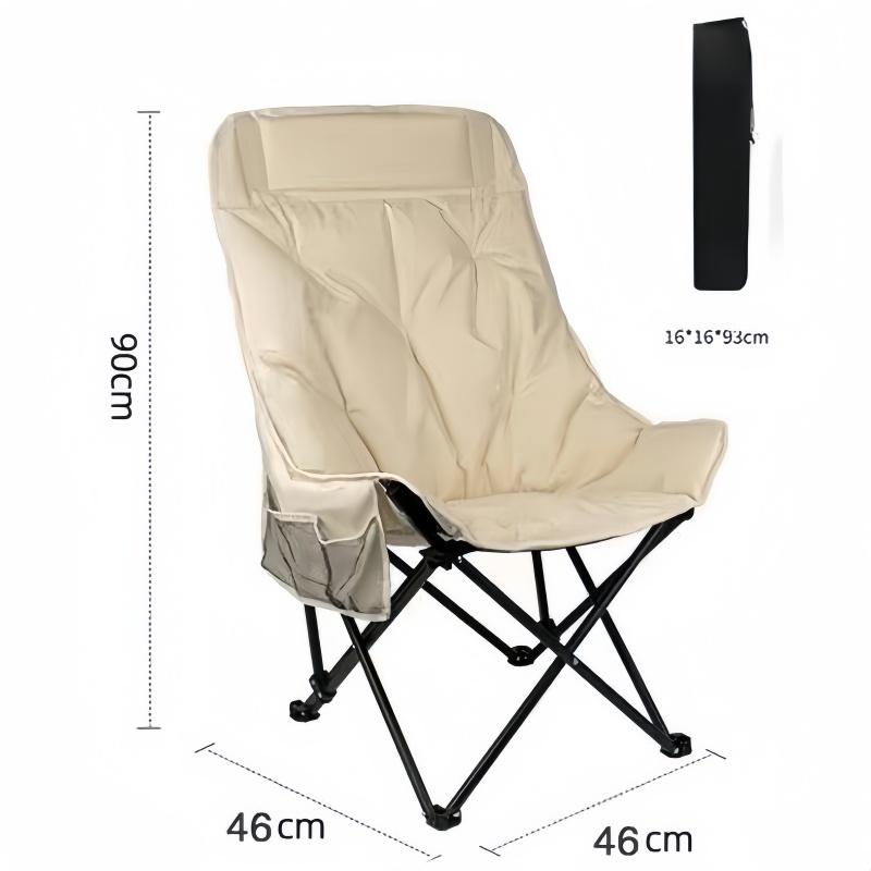 Outdoor Full Sponge Filled Fishing Chair Thickened High Back Portable Outdoor Foldable Chair with Carry Bag