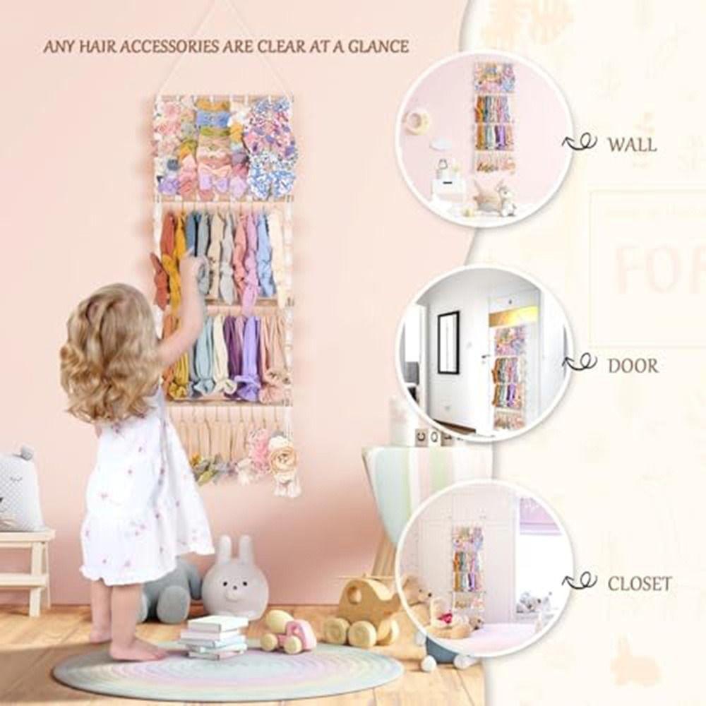 1 Set Large Capacity Headband Holder Hook Up Wall Hanging Storage  Girls
