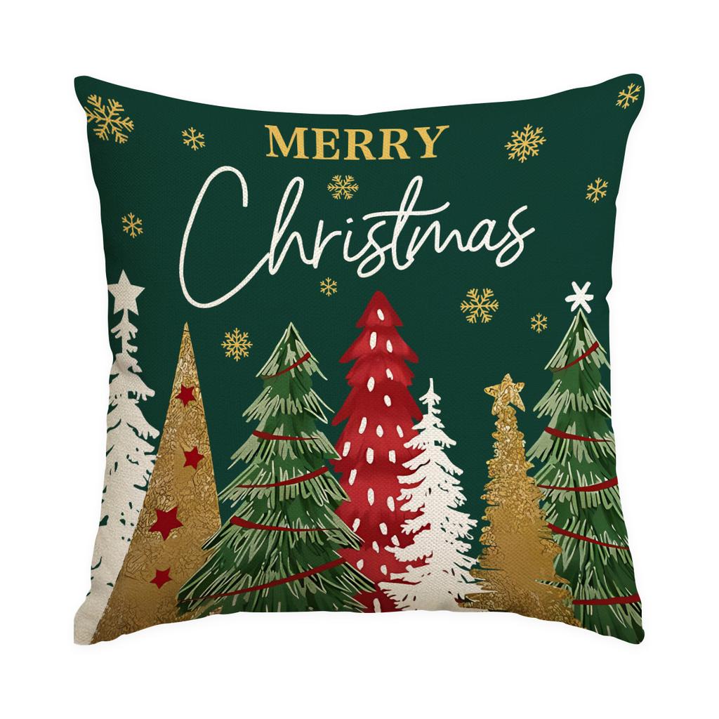 1/4Pcs Santa Claus, Snowman, Patterned Printed Pillowcase, Sofa Cushion Cover, Christmas Decoration, (Without Pillow Core)