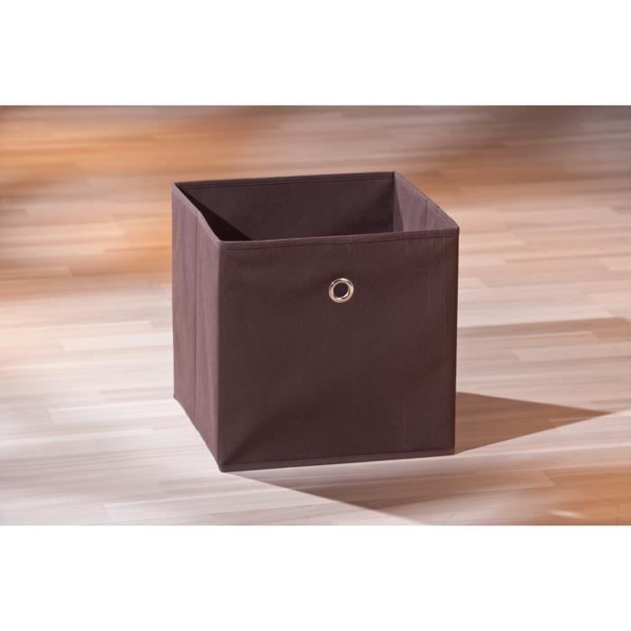 Boîte de rangement pliable - Winny - Tissu - Brun - 31x31x31 cm - Avec anneau en métal