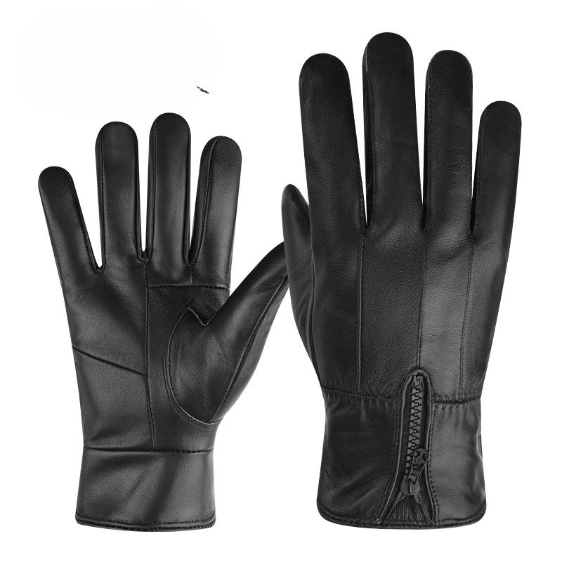 

Перчатки из натуральной кожи для мужчин и женщин, на все пальцы, бархатные, утолщенные, теплые, из овчины, для активного отдыха, катания на лыжах и велосипеде, мотоциклов average size