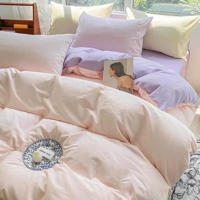 Sweet Blue Love Heart Printed Bedding Set For Girls Adults Children Bed Cover And Flat Sheet Pillowcases Soft Full Size 3/4pcs