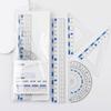 Professional Math Geometry Tool for Student Drawing Plastic Drawing Rulers with Square Straight Ruler Math Protractor