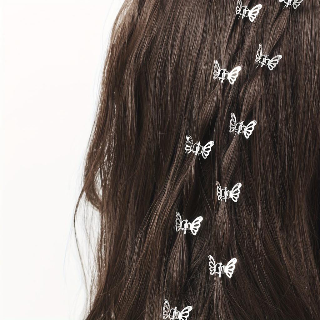 10Pcs Mini Butterfly Hair Claw Clips Alloy Fashionable Cute Small Side Pin Hairpin Girls Women Hair Accessories for Daily Use