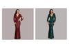 Übergröße V-Ausschnitt Pailletten Meerjungfrau Abendkleid - Mehrfarbig Langarm für Frühling & Herbst