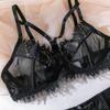 Hot-Selling Mesh Lace Patchwork Lingerie Set: Sexy See-Through Push-Up Four-Piece for Women