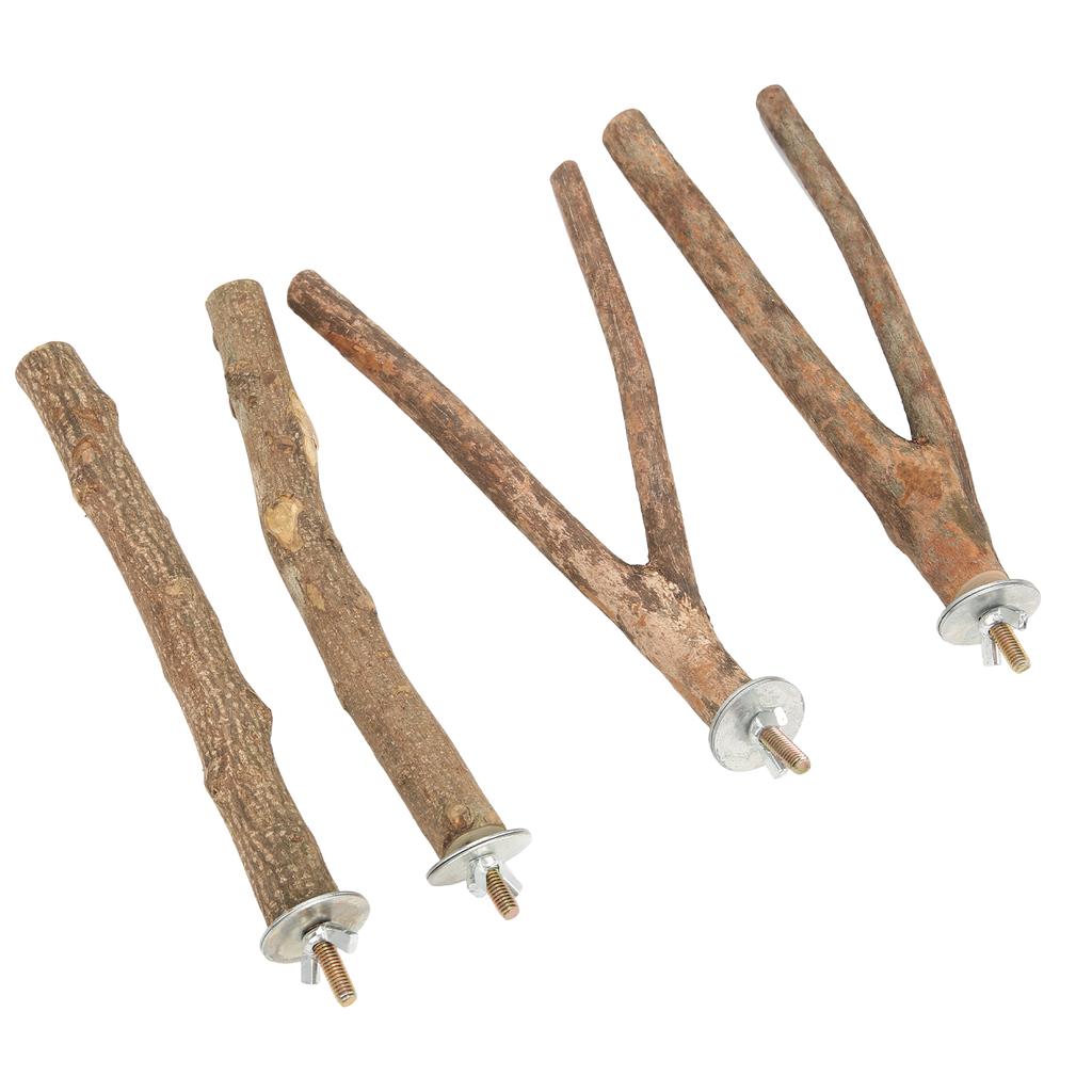 4Pcs Bird Perch Stand Set Multifunctional Wooden Cage Perch Stand for Parrots to Stand Climb and Play Bird Supplies