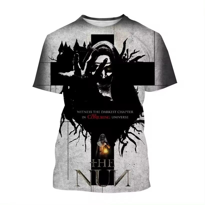 Magliette Grafiche Film Horror The Nun Stampa 3D Uomo/Donna Manica Corta Girocollo T-shirt Oversize Streetwear Harajuku Magliette Y2k Top