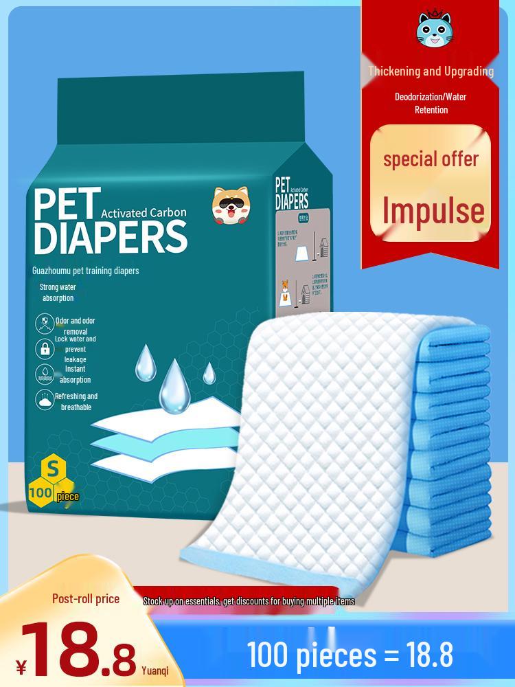 Dog Pee Pads - Deodorizing, Absorbent & Thickened (100 Pack) - Disposable Pet Diapers